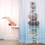 Duschvorhang Steine auf Wasser 180x180cm Blau - Braun - Weiß - Kunststoff - Textil - 180 x 180 x 1 cm