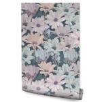 Papier Peint MARGUERITES Fleurs Plantes Bleu - Vert - Mauve - Blanc - Papier - Textile - 53 x 1000 x 1000 cm