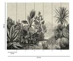 Fototapete Vintage Dschungel Beige Grau Beige - Schwarz - Grau - Kunststoff - Textil - 371 x 280 x 1 cm