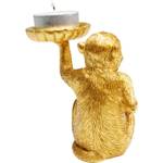 Deko Figur Monkey Tealight Holder Gold - Kunststoff - Stein - 11 x 11 x 7 cm