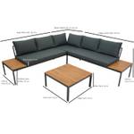 Loungeset Rangun 2-teilig Braun - Grau - Metall - Massivholz - Holzart/Dekor - 225 x 67 x 225 cm