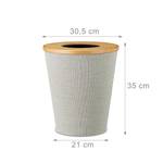 Corbeille à papier en bambou Noir - Marron - Gris - Bambou - Papier - Textile - 31 x 35 x 31 cm