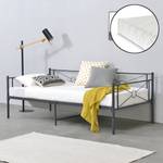 Cadre de Lit Alvesta Métal avec Matelas Gris