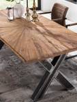 TABLES & CO Tisch CXXIX Braun - Metall - Massivholz - 220 x 76 x 100 cm