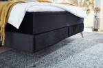 Lit boxspring SINDAR avec topper à froid Noir - Argenté - 202 x 211 cm - Argenté