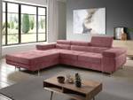 Ecksofa SOLAM Pink - Bettkasten links - Mit Bettkasten