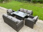 Rattan Gartenmöbel Set Sofa 8-Sitzer Grau - Polyrattan - Stein - 67 x 79 x 177 cm