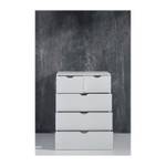 Commode BASIX 5 tiroirs - L 80 x P 40 x Blanc - Bois manufacturé - 80 x 101 x 40 cm