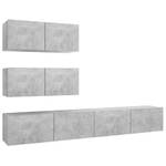 TV-Schrank 4er Set D346 Grau - Holzwerkstoff - 30 x 30 x 80 cm