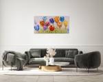 Tableau peint à la main Flowers of Joy Bois massif - Textile - 120 x 60 x 4 cm