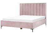 Lit double SEZANNE Noir - Rose foncé - Largeur : 190 cm