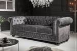 3er Sofa CHESTERFIELD Grau - Textil - 205 x 73 x 85 cm