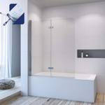 Duschwand für Badewanne faltbar GWALAS Silber - Glas - 120 x 140 x 0 cm