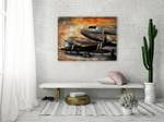 Wandbild 3D Flight towards Sunset Metall - Holz teilmassiv - 100 x 75 x 7 cm