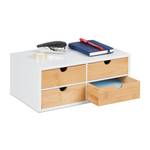 Schreibtisch Organizer 4 Schubladen Braun - Weiß - Bambus - Holzwerkstoff - 33 x 14 x 21 cm