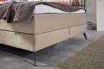 Lit boxspring SINDAR avec topper confort Beige - Noir - Largeur : 162 cm - Noir