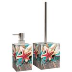 Seifenspender und WC Bath Salts Türkis - Kunststoff - 7 x 17 x 7 cm