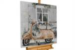 Tableau peint à la main Summer in Italy Gris - Bois massif - Textile - 60 x 60 x 4 cm
