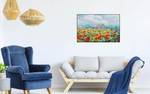 Acrylbild handgemalt Mohnblumenzeit Massivholz - Textil - 93 x 63 x 3 cm