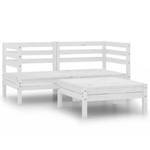 Garten-Lounge-Set (3-teilig) Weiß - Massivholz - Holzart/Dekor - 64 x 63 x 64 cm