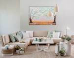 Tableau peint Sweet Summer Evening Orange - Blanc - Bois massif - Textile - 120 x 80 x 4 cm