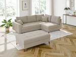 Ecksofa und Hocker Oskar Beige - Armlehne davorstehend rechts - Ecke davorstehend links