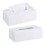 2x Boîtes à mouchoirs blanche en bambou Blanc - Bambou - 24 x 8 x 12 cm