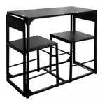 Pack 1 table 2 chaises bois pieds métal Noir - Bois manufacturé - 90 x 76 x 45 cm