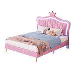 Lit enfant rembourré Aether Ⅳ Rose foncé - Bois manufacturé - Métal - Bois massif - Cuir synthétique - 152 x 122 x 203 cm