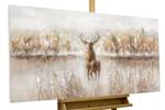 Acrylbild handgemalt Auge in Auge Beige - Braun - Massivholz - Textil - Holz teilmassiv - 120 x 60 x 4 cm