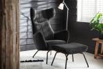 Fauteuil avec repose-pieds LOTTE Noir