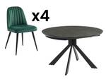 Set Esstisch + 4 Stühle CLARA Schwarz - Keramik