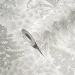 Vliestapete Blätter Floral Grau - Silber - Weiß