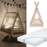 Kinderbett Tipi mit Matratze Holz - 70 x 140 x 70 cm