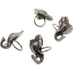 Serviettenring Happy Elephants (4/Set) Silber - Metall - Kunststoff - 3 x 3 x 3 cm