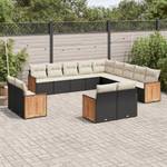 Gartensitzgruppe K485(13-tlg) Schwarz - Massivholz - 69 x 62 x 62 cm