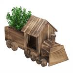 Blumenkarre Dampflok zum Bepflanzen Braun - Holzwerkstoff - Kunststoff - 38 x 21 x 13 cm