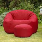 Klassischer Outdoor Sitzsack mit Hocker Rot