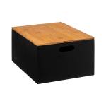 3 Aufbewahrungsboxen mit Bambusdeckeln Schwarz - Holzwerkstoff - 34 x 16 x 25 cm