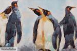 Acrylbild handgemalt Kreis der Pinguine Schwarz - Blau - Massivholz - Textil - 120 x 60 x 4 cm