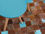 Tapis patchwork ALIAGA Bleu - Marron - Turquoise - Cuir véritable - 150 x 80 x 80 cm