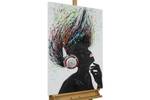 Acrylbild handgemalt Musical Energy Schwarz - Massivholz - Textil - 60 x 90 x 4 cm