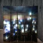 LED-Paravent New York Netzbetrieben Blau - Holzart/Dekor - Holz teilmassiv - 200 x 180 x 2 cm