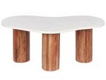 Table basse CASABLANCA Marron - Blanc - Pierre - 90 x 35 x 45 cm