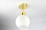 Goldene Milchglas Deckenleuchte II Gold - Weiß - Glas - Metall - 14 x 28 x 14 cm