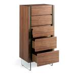 Chiffonnier aus Walnuss und Glas Braun - Glas - Massivholz - Holzart/Dekor - 58 x 119 x 39 cm