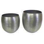 Blumentopf Castellon 2er Set Silber / Grau - Silbergrau - 42 x 43 x 42 cm