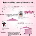 3x3m Pop Up Pavillon mit Seitenwand Pink - Kunststoff - 300 x 290 x 300 cm