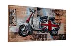 Wandbild 3D Trip to London Beige - Metall - Holz teilmassiv - 100 x 50 x 7 cm