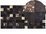 Tapis patchwork BANDIRMA Marron - Doré - Cuir véritable - 150 x 80 x 80 cm